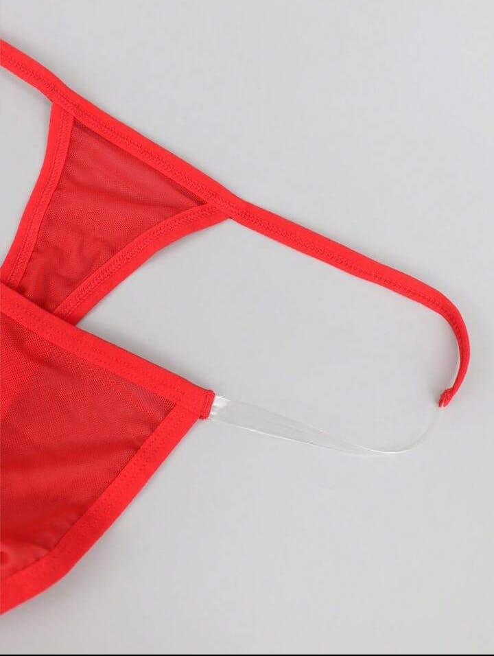 Crimson Sheer Mesh Thong